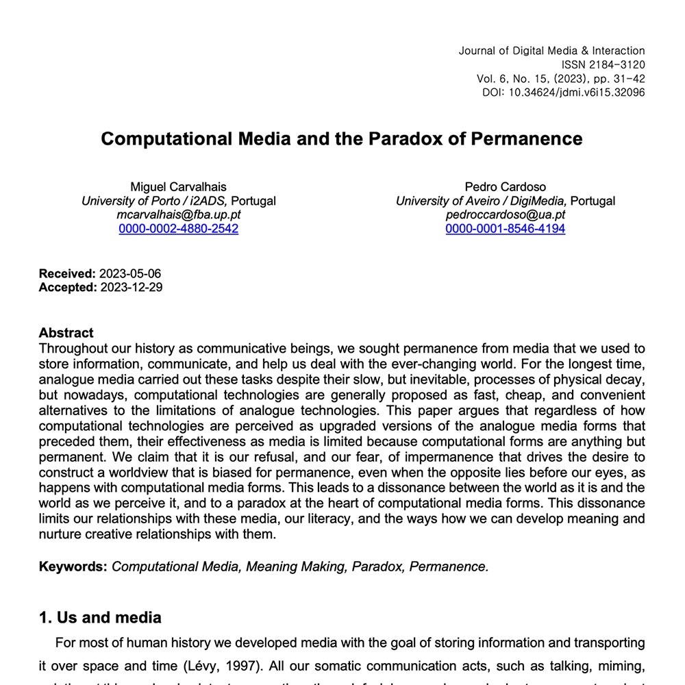 Computational Media and the Paradox of Permanence